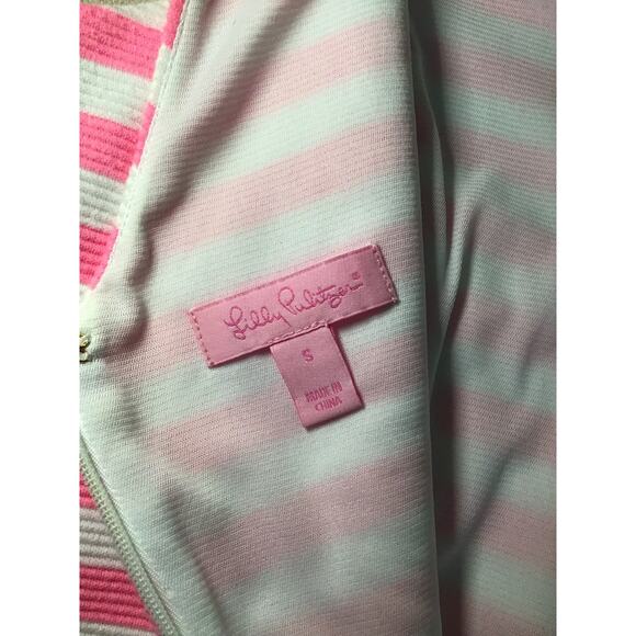 Lilly Pulitzer Women Stripe Shift Dress Sz Small Pink  Eden Tropical Mini Dress - Picture 15 of 16